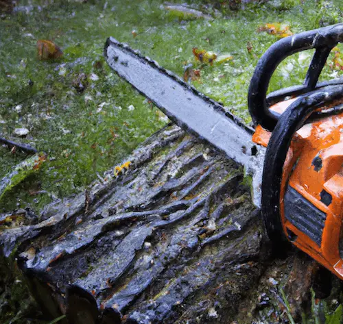 Chainsaw Left in the Rain